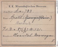 Etiketten zu Apatit (NHMW-MIN-Aa783)